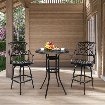 Outdoor Patio Cast Aluminum Round Bar Table