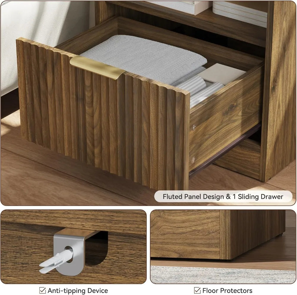 3-Piece Bedroom Set: 55" Dresser + 2 Nightstands, 8 Drawers, Walnut