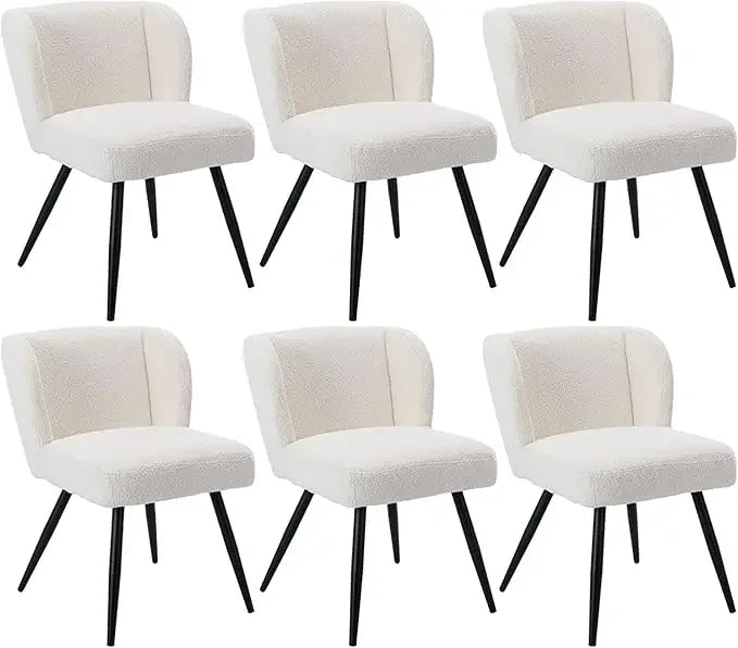 Upholstered Accent Arm Chairs Set of 6, for Kitchen Dining Room Side Chairs with Wood Legs, Mid Century Modern Dining Chairs