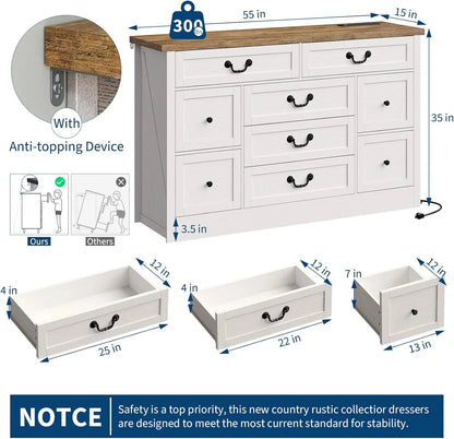 Wooden Chest of Drawer TV Stand Large Storage