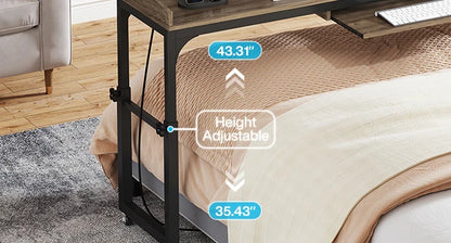 Height Adjustable Overbed Table with Wheels, Queen Size  Laptop