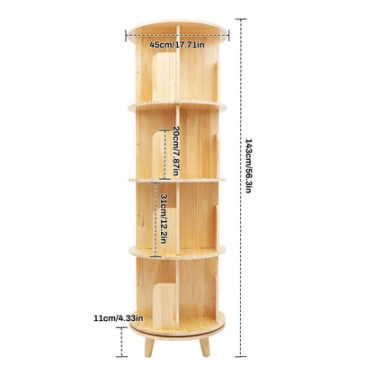 4 Tier Rotating Bookshelf with Legs,Floor Standing Stackable Wood Round Bookshelf 360 Display Book Shelf for Living Room Bedroom