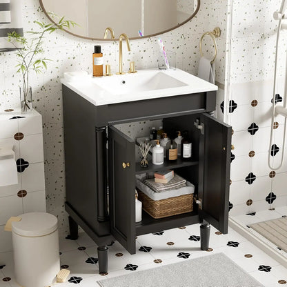 24 Inch Bathroom Vanity with Single Sink Combo Set, Modern Bathroom Storage Cabinet with Double Soft Closing Doors,, Customized