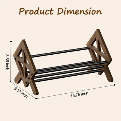 Desktop Bookshelf Organizer, Wood Office Tabletop Book Storage Rack, Tilting Bookcase for Books CDs Magazine Display 2 Packs Bl