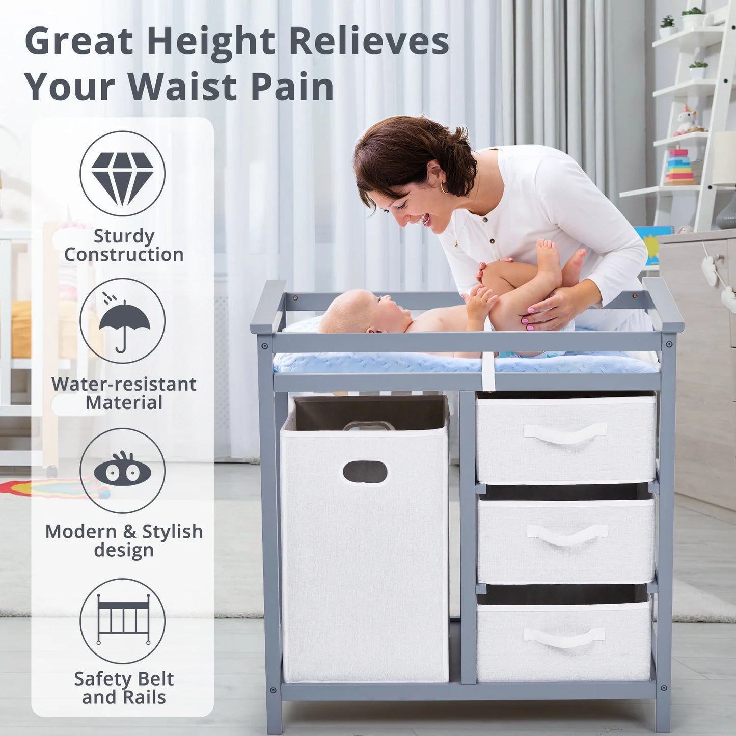 Baby Diaper Stand Multi layer Solid Wood Baby Diaper Stand