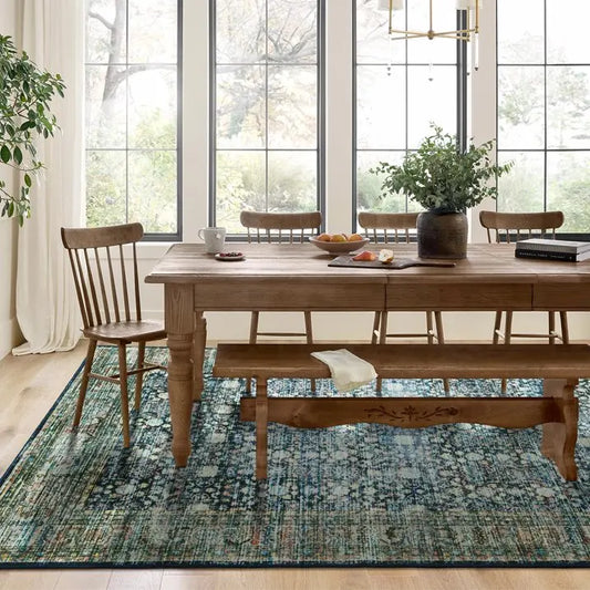 Floral Washable Rugs, Area Rug for Living Room, Soft Large Boho Bedroom Rugs, Botanical Non Slip Ultra Thin Floor Carpet