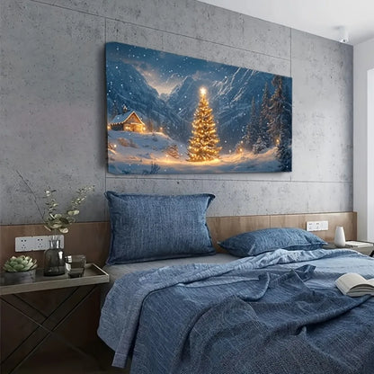 Christmas tree view in the bright night scene,