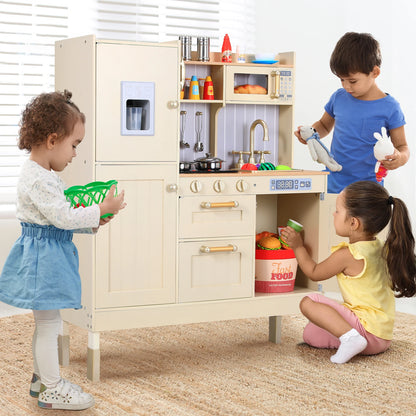 Play Kitchen for Kids, Cooking Playset w/Realistic Light & Sound