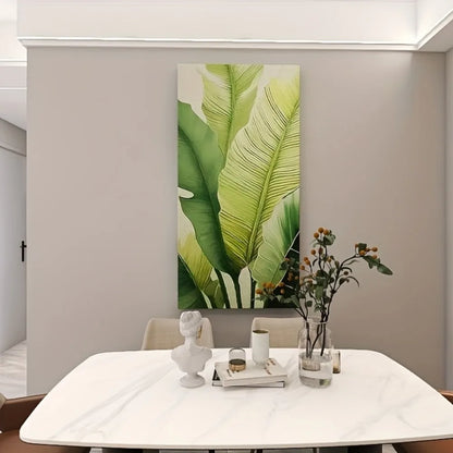 1.5 "thick pine frame modern abstract Green leaf canvas wall art - minimalist large canvas prints