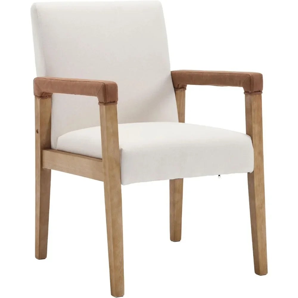 Modern Dining Chairs Set of 4 Linen Fabric Upholstered Kitchen Chairs, with Solid Wood Frame Armchair, Comfy Accent Side Chairs