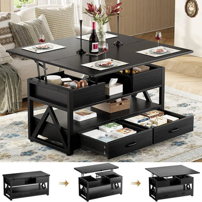 40" Lift Top Coffee Table,4 in 1 Multi-Function Lift Coffee Tables with Storage Drawers and Hidden, Customized