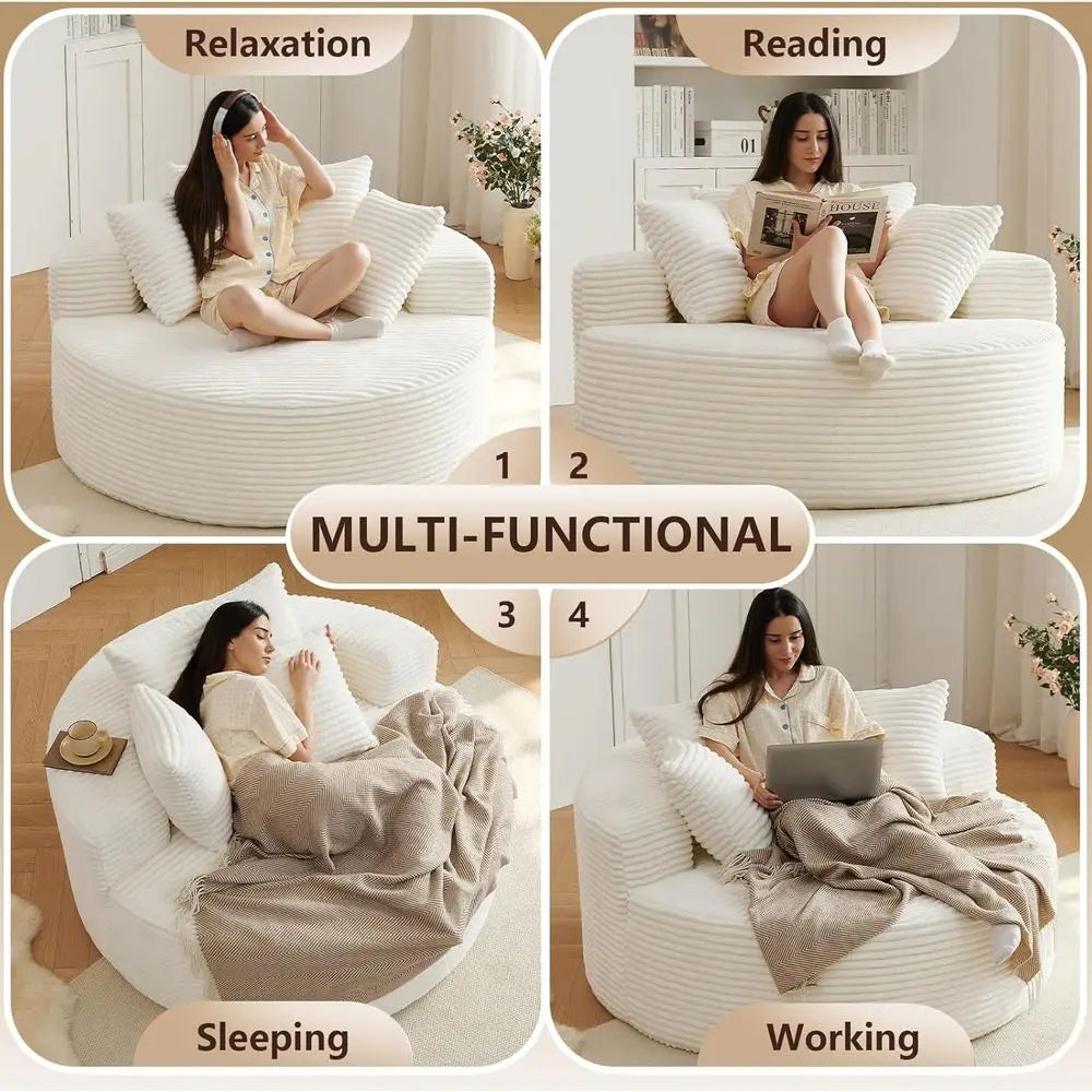 Oversized Round Chair Lounge Chaise Deep Seat