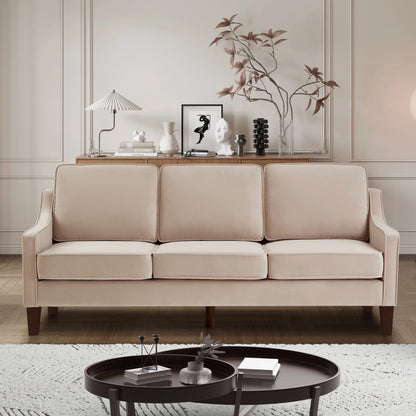 Modern Living Room Triple Recliner Sofa Bedroom Smooth To The Touch Long Lasting Wooden Table Legs Upholstered Velvet Large Sofa