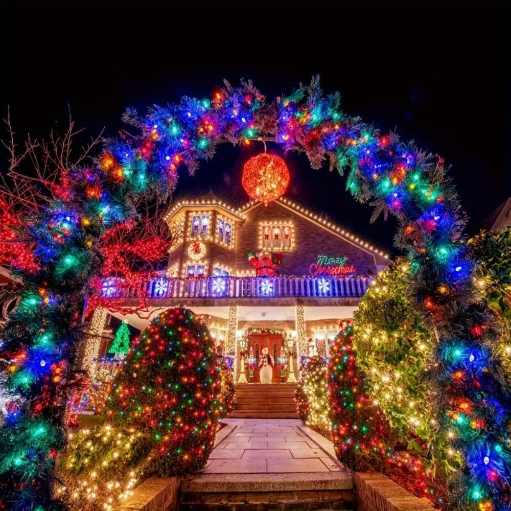 4 Pack 100 LED Solar String LightsTotal 8 Modes Solar Powered Christmas Tree Lights for Outdoor Home Patio and Party Decorations