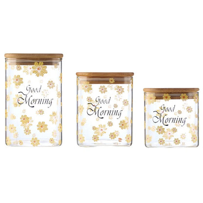 3 Pcs Glass Storage Cans