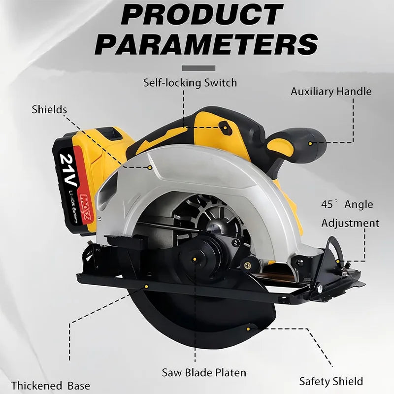 Cordless Circular Saw 7-1/4 Inch Brushless Power Circular Saws, 0-50 Degree Bevel Capability