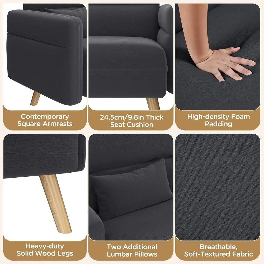 Sofa Loveseat Century 2 Seater Sofa Couch with Lumbar Pillows