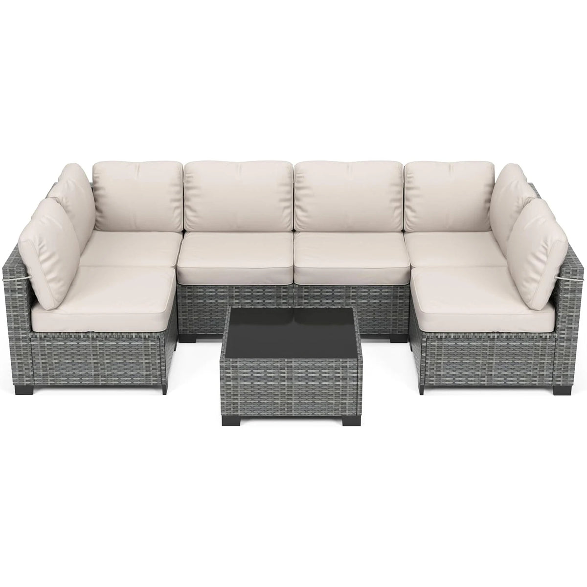Outdoor Rattan Wicker Sectional Modular Conversation Sofa Set