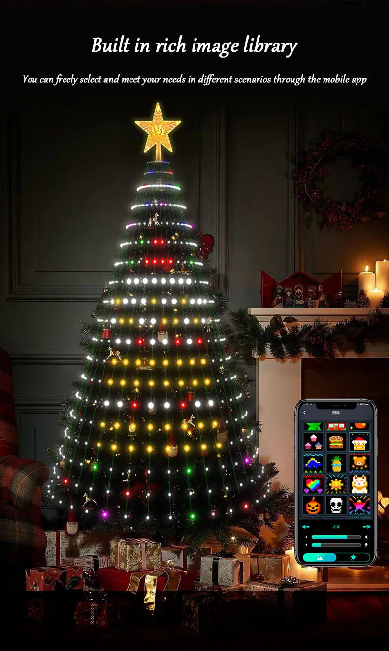 5Ft Smart Christmas Tree Lights - 400 LEDs with Remote & App Control - Music Sync, 11Modes - Green Wire, Suitable for