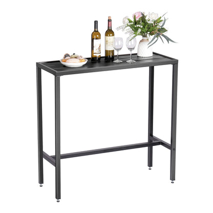 110LBS Outdoor Long Table Black Camping Desk Barbecue Table Picnic