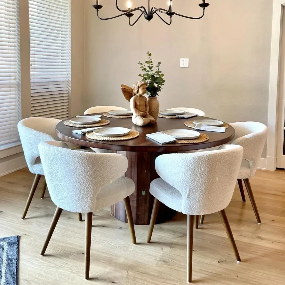 Upholstered Accent Arm Chairs Set of 6, for Kitchen Dining Room Side Chairs with Wood Legs, Mid Century Modern Dining Chairs
