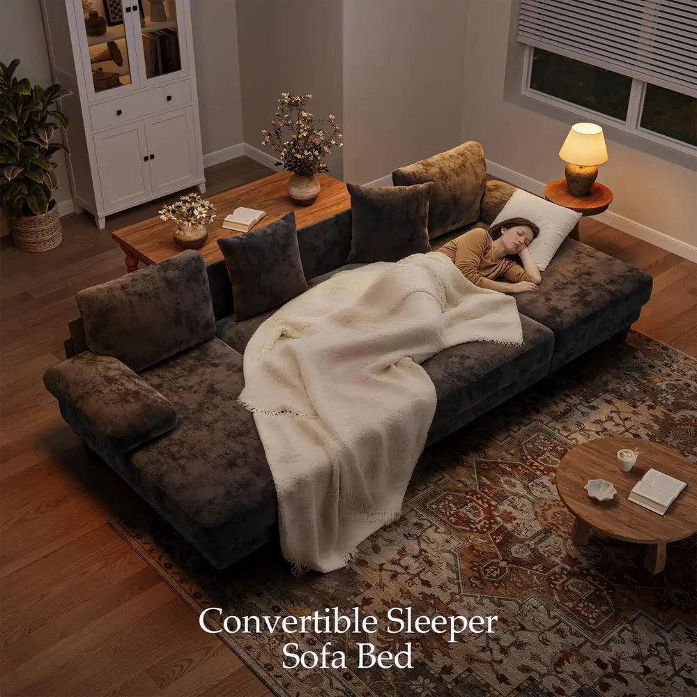 Compressed Sofa, Convertible Sofa Bed, Corduroy Compression Boneless Couch with Pillow