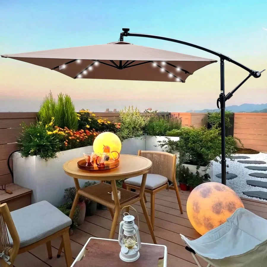 Rectangle 2x3M Outdoor Patio Umbrella Solar Powered LED Lighted