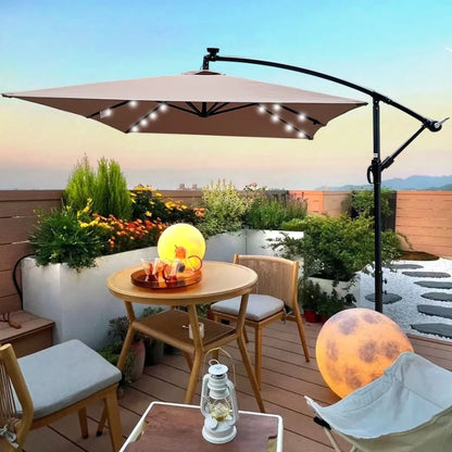 Rectangle 2x3M Outdoor Patio Umbrella Solar Powered LED Lighted