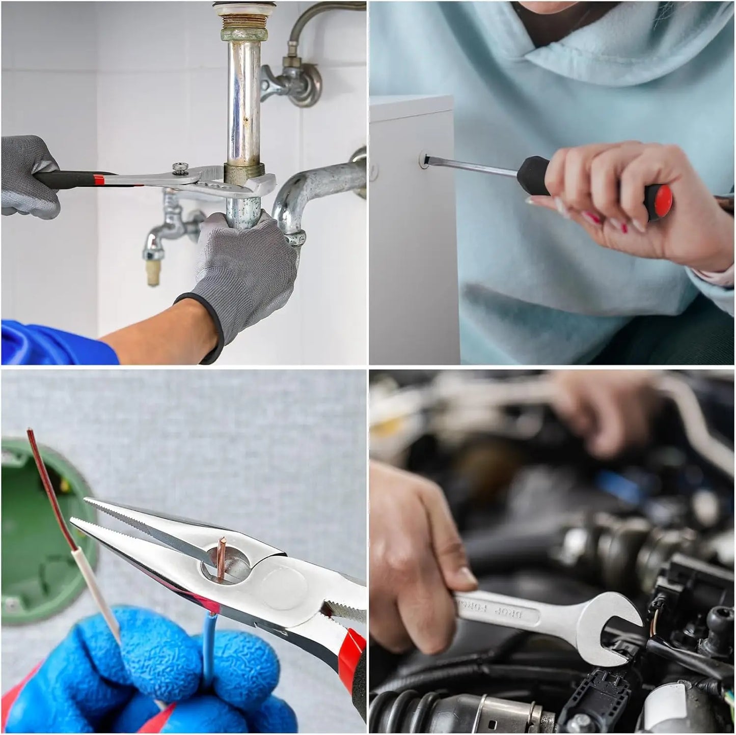 Tool Set Home Repair Tool kit with Trolley Case Mechanic Wrenches Socket Hand Tools for Daily Use Househould Work Repair