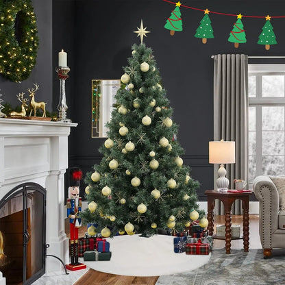 6 Pieces 36inch White Plush Skirt Decoration for Christmas