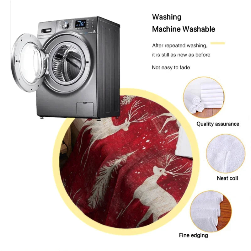 Christmas Deer Flannel Blanket, Super Soft, Durable, Perfect For Snuggling, Outdoor Adventures, Travel And Treasure Gift