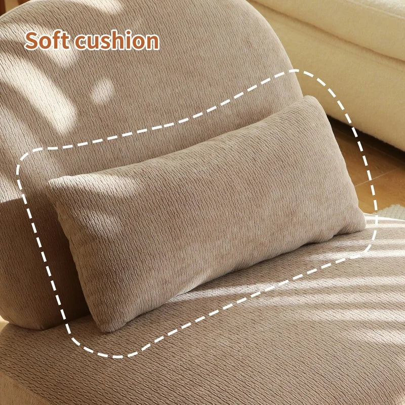 Camel Accent Chair with Solid Wood Legs, Soft Fabric Armless Reading Chair for Living Room Bedroom Apartment Balcony