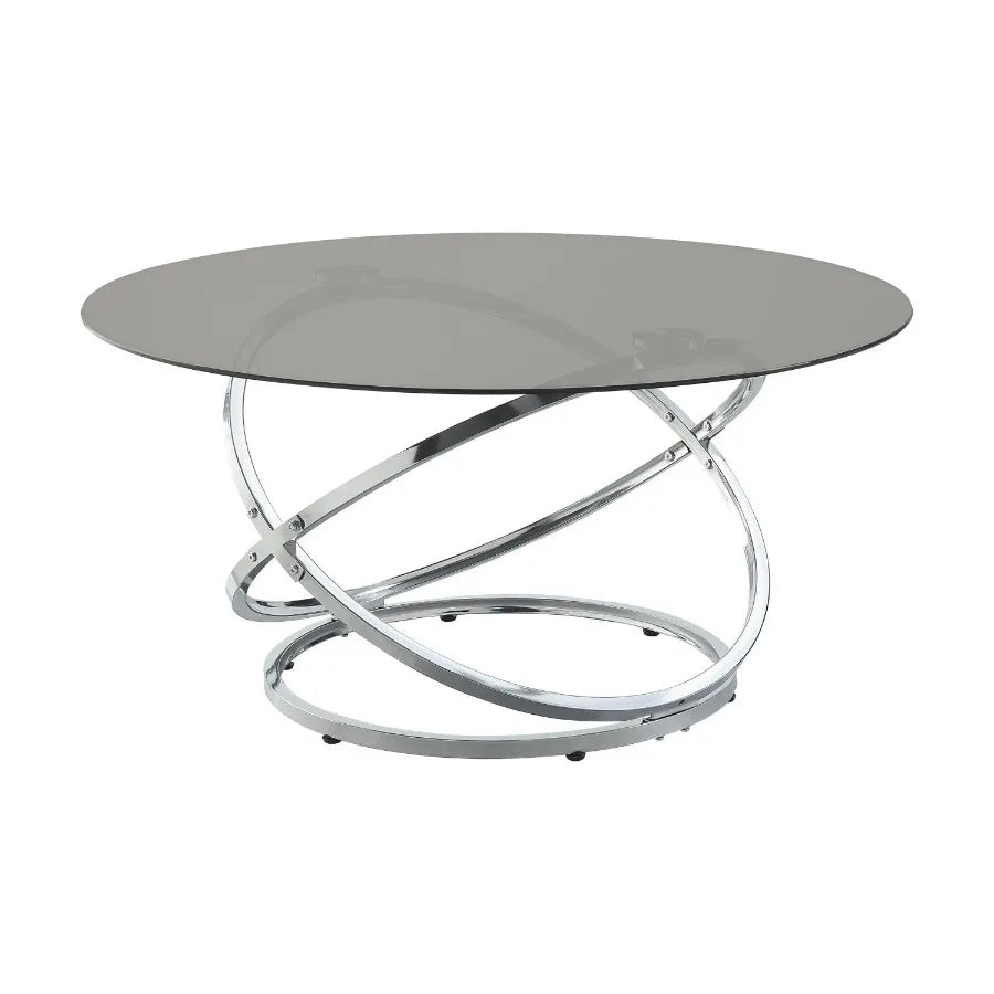 3piece Occasional Table Set Chrome Finish Metal Cocktail Table End Tables Tempered Glass Top