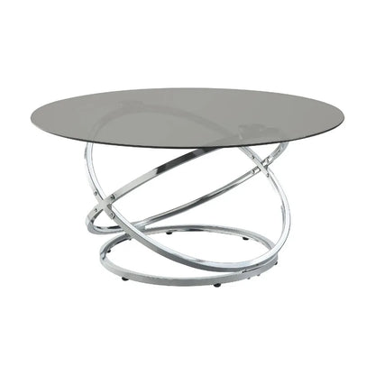 3piece Occasional Table Set Chrome Finish Metal Cocktail Table End Tables Tempered Glass Top