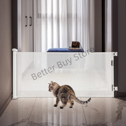 White/Black Iron Pet Fence 40-300cm Adjustable 84cm Height 10-40lbs Small Medium Dogs Indoor Safety Gate