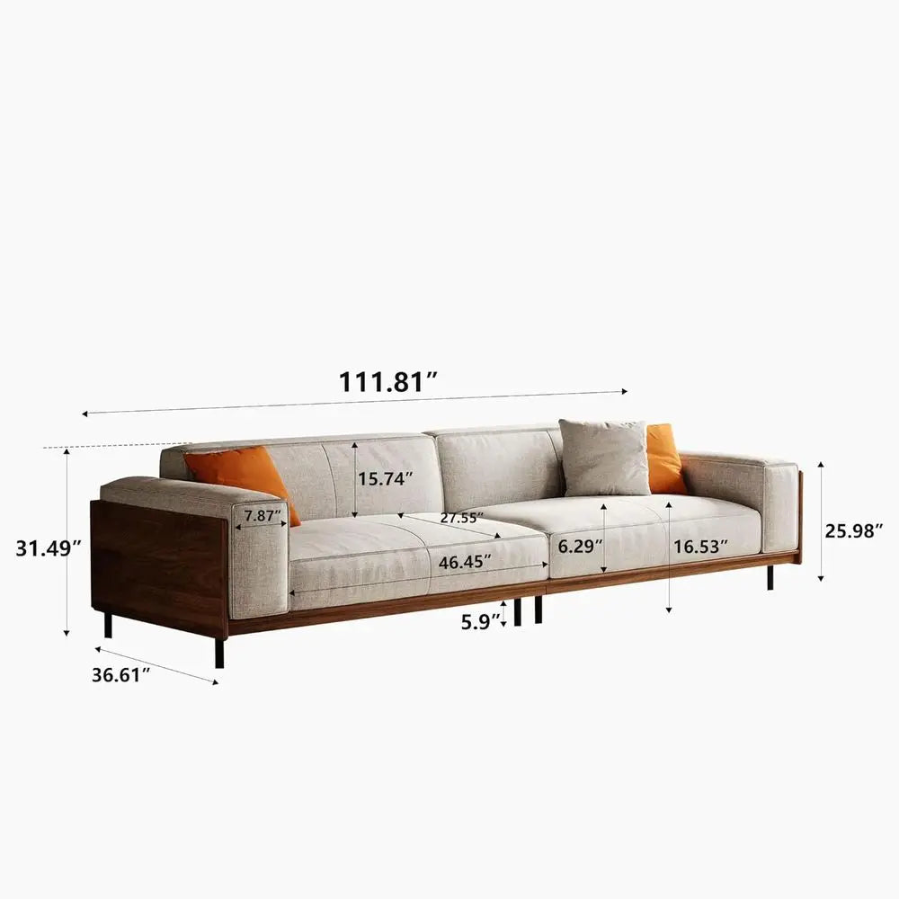 4-Seater Fabric Sofa with Wood and Metal Legs, Comfortable Timecloud Couch, Easy Assembly, Ideal for Office or Living Room, Gray