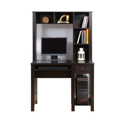 Student desk with hutch home office desk 39"W Compact desk Writing Desk Laptop Desk Red Cocoa Espresso One drawer Keyboard Drawer