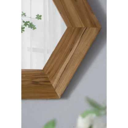 18.5" x 18.5" Hexagon Wood Frame Mirror Wall Decor for Living Room Bathroom Hallway