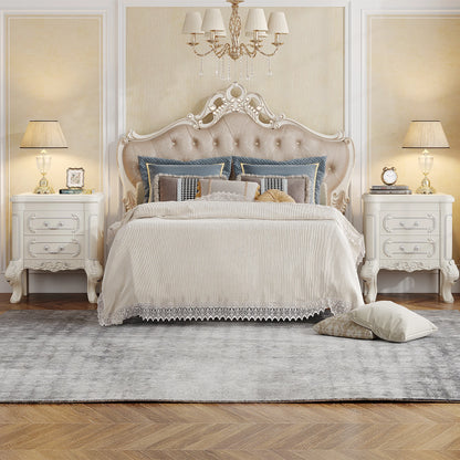 White Nightstand, End Table with 2 Drawers, Side Table