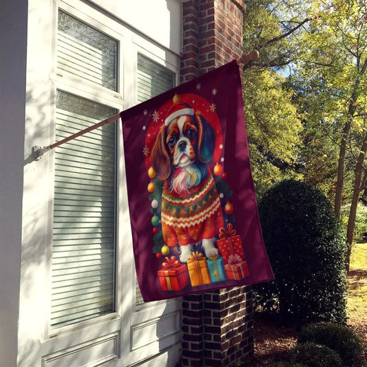 English Toy Spaniel Holiday Christmas House Flag Large Porch Sleeve Pole e