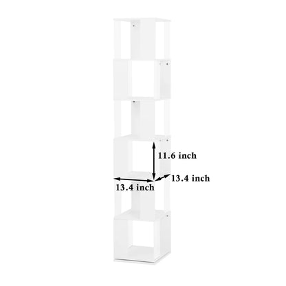 Bookshelf Tower, Floor Standing Wood Narrow Organizer