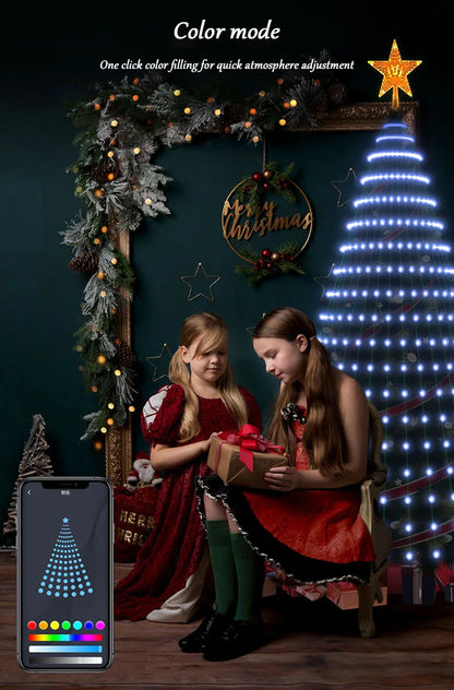 5Ft Smart Christmas Tree Lights - 400 LEDs with Remote & App Control - Music Sync, 11Modes - Green Wire, Suitable for