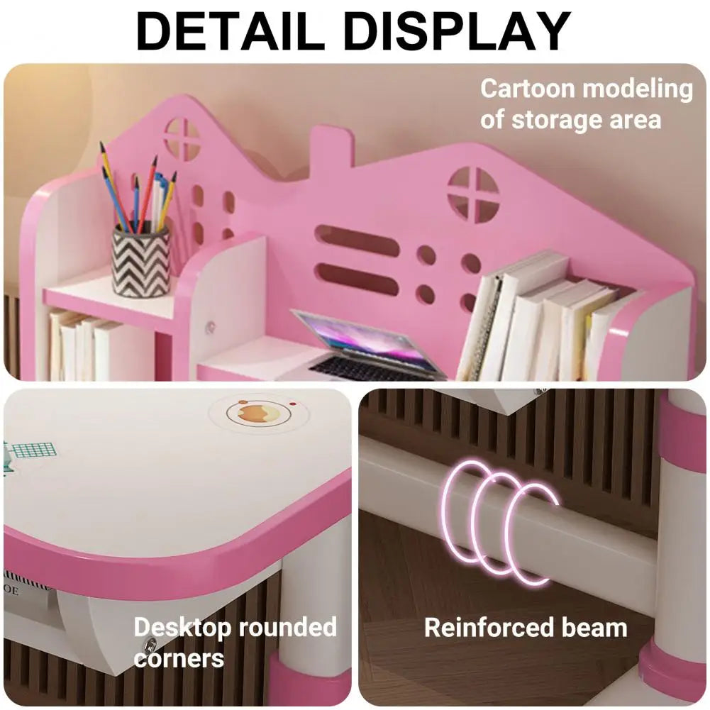 Multi Bookstand Widened Desktop Desk Chair Set Cartoon Pattern Kids Adjustable Height Study Drawer Table with Chair Set