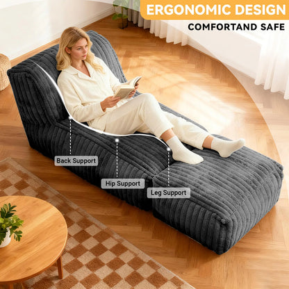bean bag chair Bed Living Room Modern Corduroy with Back Lumbar Support Convertible Comfy Sleeper Chair for Bedroom