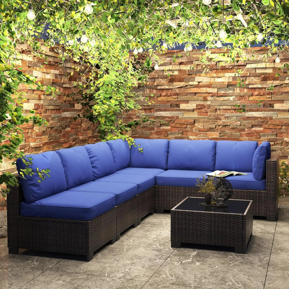 Outdoor Rattan Wicker Sectional Modular Conversation Sofa Set