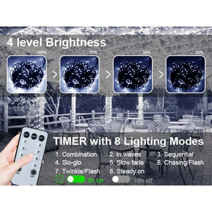 Outdoor Christmas Lights Waterproof String Fairy Lights with 8 Modes and Timer Lights for Door/yard/party/Christmas Decorations
