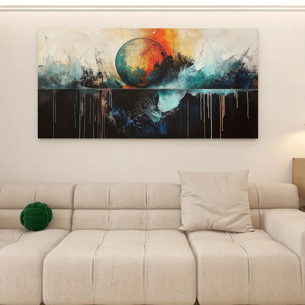 Vibrant abstract canvas art - recreated form in rich tones, 1.5 inch thick pine frame, modern interior decoration poster