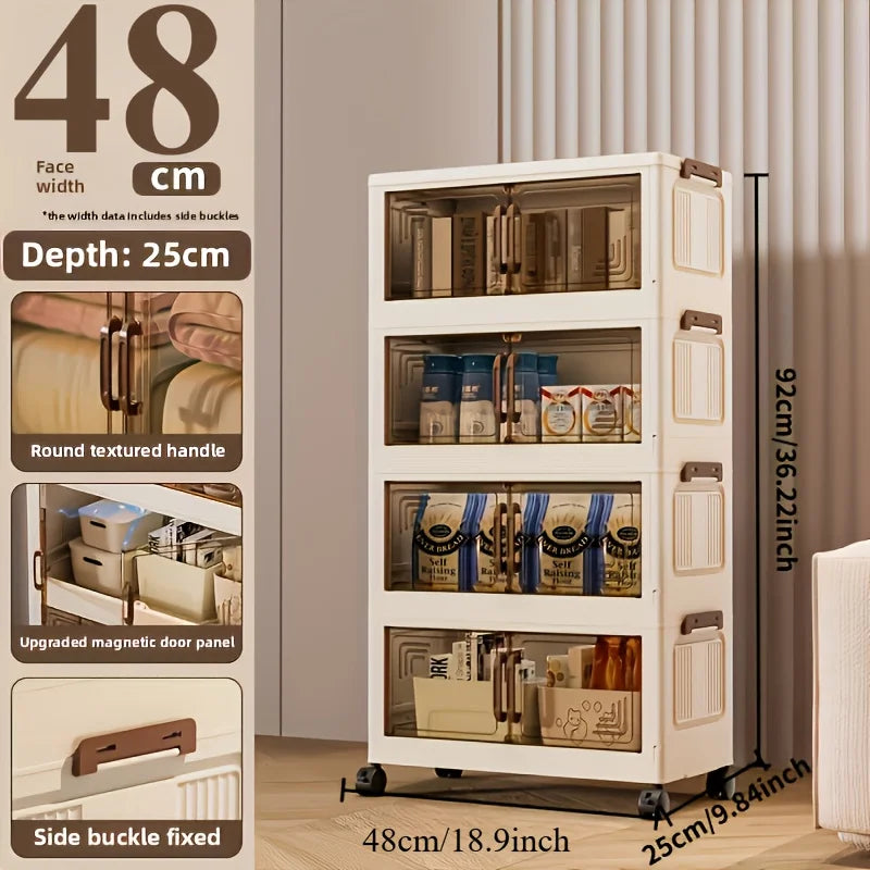 3/4-Tier Foldable Storage Cabinet, Portable Wardrobe Organizer, Stackable Storage Drawers. For Bedroom, Living Rm, Office, Kitch