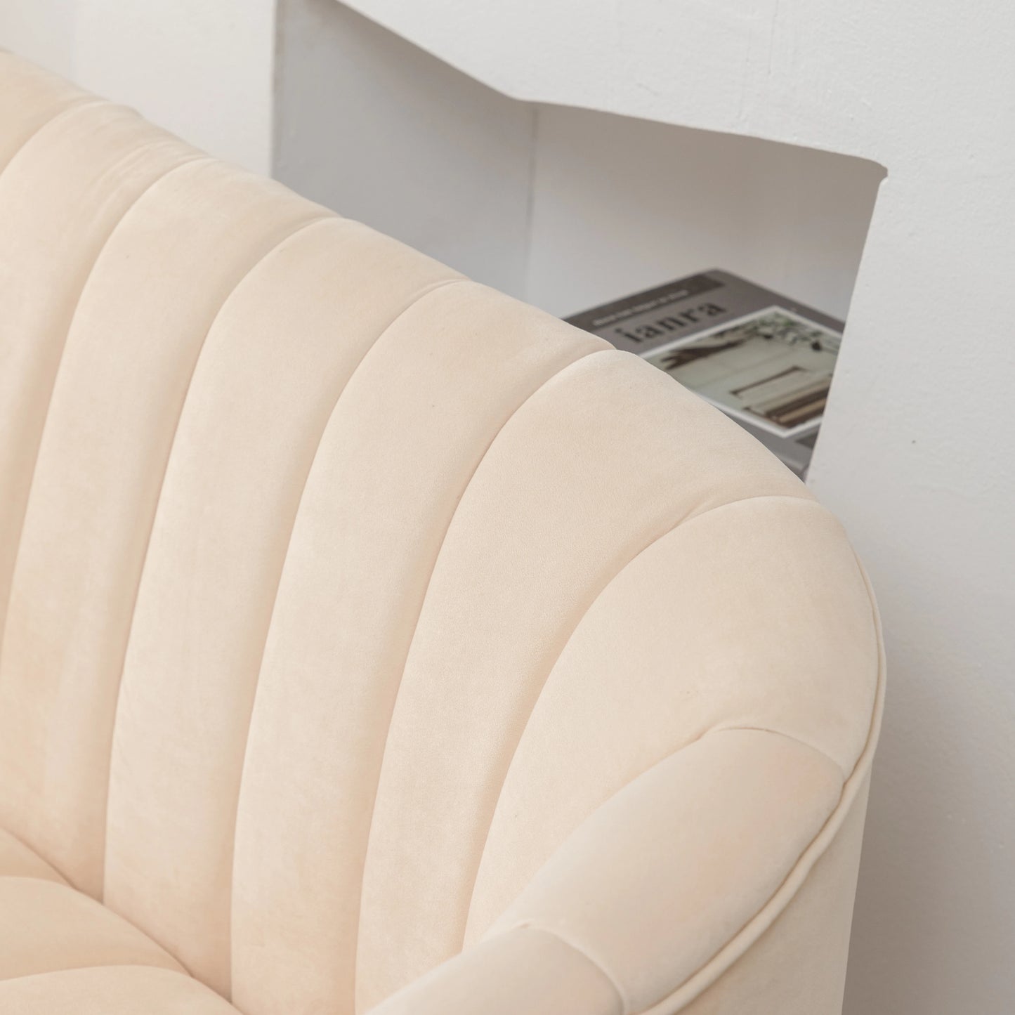 Modern Glam Comfy 50" Metal Legs Curved Sofa 2 Seaters Loveseat with Tufted Back, Mid Century Hall Velvet Sofa for Living Room