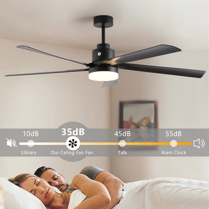 Walnut LED Ceiling Fan Light with 8 Wooden Blades, Remote Control, Dimmable & Adjustable Color Temperature